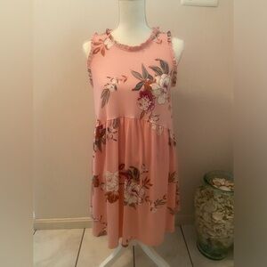 Eyelash brand dress size M pink floral sleeveless shift spandex lined pockets